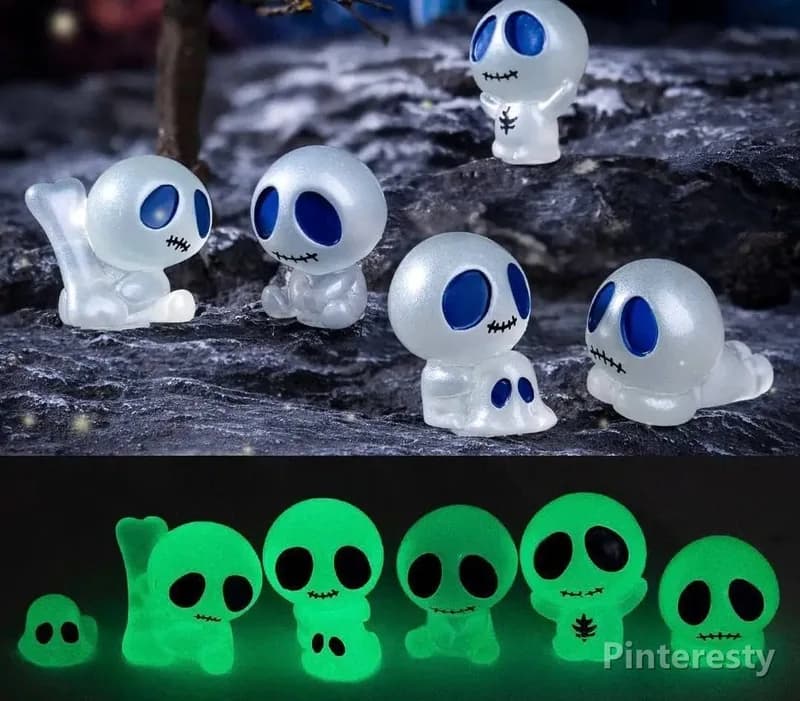 مجسمه شبتاب تزئینی روح کیوت | Cute Ghost Night Glow Figurine، تعداد پک کامل، دونه ای ارسال رندوم